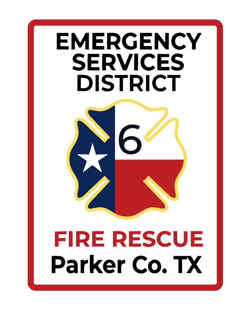 Fire Rescue logo with text for Parker County, Texas Emergency Services District 6