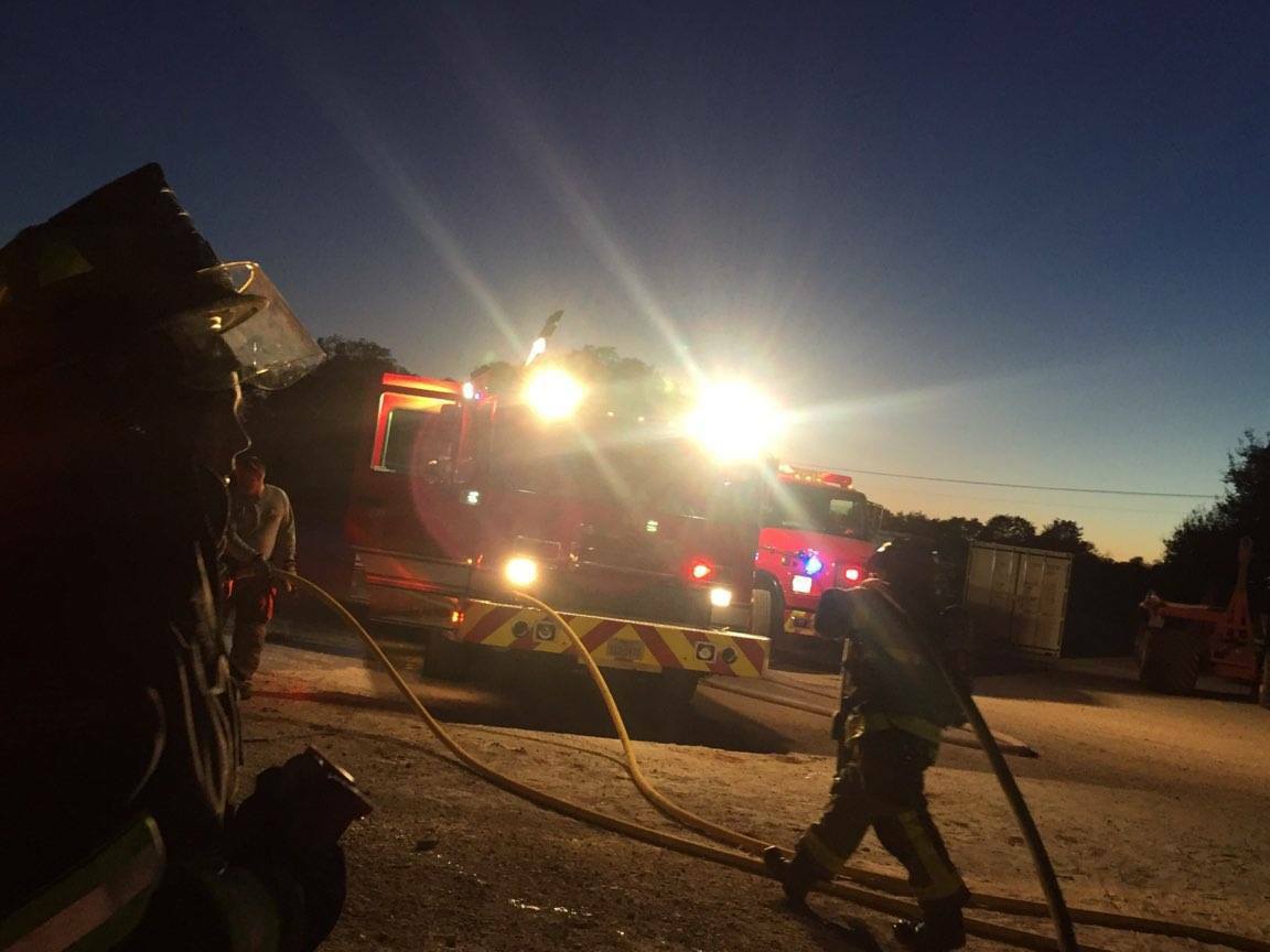 Parker County ESD 6 fire engines and crews at night